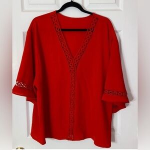 NWOT - Red Bell Sleeve Blouse - XXL